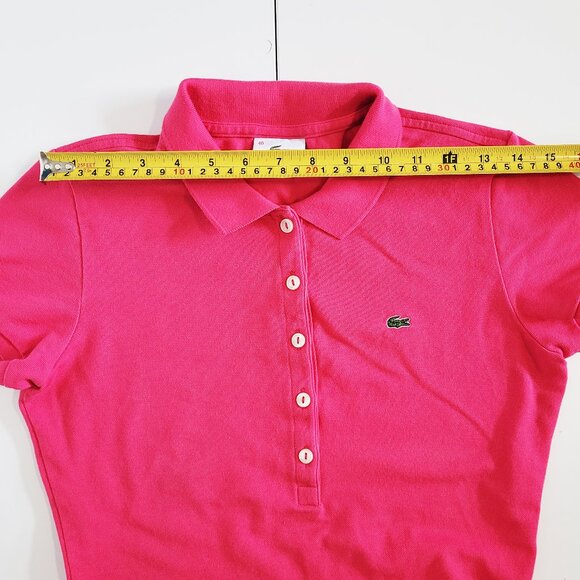 Lacoste Woman Pink Short Sleeve Polo Shirt - Size 40 - Picture 7 of 9